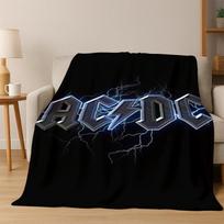 3D ACDC Rock Band Catoon Flannel Blanket Soft Warm Blanket Throw Blanket for Bedroom Living Room Bed Travel Camping Picnic Gift 75x90cm black