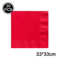 Vienos spalvos popieriniai lėkštės puodeliai Vienkartiniai stalo reikmenys Kalėdos Gimtadienio vakarėlio dekoracijos Vaikų Vestuvės Raudonas dekoras Dovana 20pcs napkin#0 red