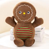 Cartoon Adorable Xmas Tree Gingerbread Man Plush Playthings Stuffed Appease Doll Biscuits Man Pillow Home Decor Xmas Present about 15cm brown