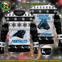 NFL Carolina Panther Keep Pounding Kalėdinis baisus megztinis Unisex marškinėliai XL white