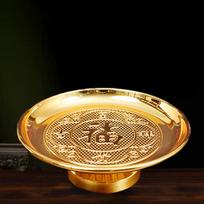 Fruitplate Offering Alloy Fruit Plate Offering Buddha Lotus Guanyin Tribute Buddhist Tribute Plate Figurine Artwork Crafts (as the picture,15.5cm) beige
