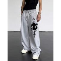 Retro Original Tokyo Samurai Cool Print Men's Casual Sports Casual Straight Leg Pants Autumn and Winter Straight Leg Pants S pilka
