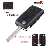 2 / 3 / 4 Buttons Remote Key Case Fit For Peugeot 207 307 308 407 607 807 Citroen C2 C3 C4 C5 C6 Flip Folding Car Key Shell gray