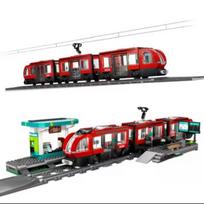 Compatible City Series Building Blocks Downtown Streetcar Station Assembly Model Vehicle Boys High Difficulty Toys Gifts black