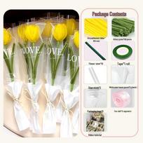 Tulip Bouquet DIY Pipe Cleaner Kit: Handmade Gift for Birthdays, Moms, Girlfriends, and Best Friends yellow