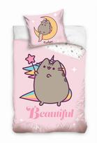 Cotton bedding set 140x200 pusheen unicorn pink