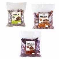 Vedcare Whole Dried Amla, Reetha, Shikakai Raw Form for Hair Growth, Anti-Dandruff & Hair Fall Control | Natural Herbal Hair Cleanser | DIY Shampoo gray