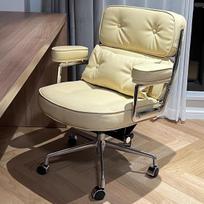 Ergonomic Genuine Leather Swivel Chair - Robin Alefye Office & Home Boss Chair beige