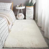 Minkšti kilimai Miegamojo kilimas Pūkuotas Neslystantis Dažytas raiščiais Pūkuotas Ilgaplaukis Pliušinis Minkštas Ilgaplaukis Lovos kilimėlis Svetainės kilimas 40cm x 120cm balta