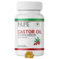 INLIFE Castor Oil Supplement 500mg, Liquid Filled Veg Capsules, 60 Count