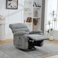 Electric 360 degrees Swivel Relax Chair with Massage and Heat Function pilka