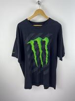 Y2K Monster Energy Graphic Tee with Green Monster Logo Size: XXL Unisex T-Shirt M black