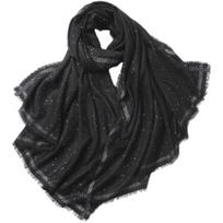 100% Wool 90x200cm Luxury Starry Sequin Scarf Wrap Shawl Lightweight Black Glitter Scarf  Autumn Winter Spring Women Accessory 90*200cm black