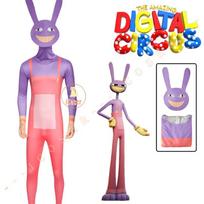 25COSIN SANDĖLYJE Nuostabus skaitmeninis cirkas Jax Cosplay kostiumas Animacinis uniforminis kombinezonas Pomni Helovino vakarėliui vaikams suaugusiems Cospl Kids 110CM pink