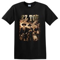 ZZ Top Rock Music T Shirt Classic Lineup Guitar Drums Vintage Concert Art Tee 4XL