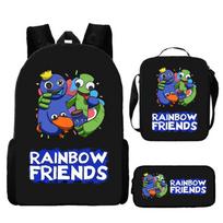Rainbow Friends Cartoon Backpack Kids Teens School Daily Use Lightweight Waterproof Oxford Fabric 20L Capacity Backpack blue