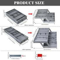 2/3 pakopų stalčių organizatorius, reguliuojamas stalo įrankių laikymo pertvara, virtuvės įrankiai Grey-1 Row 2 Layers gray