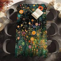 G-Gustav Klimt Print Starry Night Table Cloth Waterproof Stain-Proof Polyester Table Cover for Decoration Dining Kitchen Party 54*72inch(137cm*183cm） black