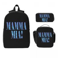 Mamma Mia -disc Backpack Boys Girls BookBag School Bag Shoulder Bags 3ps Insulated Lunch Bag Pencil Case One Size gray