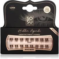 SOSU Cosmetics Hidden Agenda Undetectable Lashes priklijuojamųjų blakstienų kuokšteliai be klijų mazgelių 12 mm Brown 16 vnt.