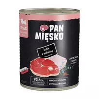 PAN MIĘSKO Puppy Turkey with Beef šlapias šunų maistas 800g – pilnavertis ir subalansuotas bekvapis konservuotas maistas visų veislių šuniukams