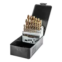 NEO TOOLS 25 dalių HSS-TiN spiralinių grąžtų rinkinys metalui, 1,0–13,0 mm, DIN 338, 135° perskeltas antgalis, metalinė dėžutė
