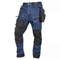NEO TOOLS Denimo darbo kelnės su Cordura sutvirtinimais ir nuimamomis kišenėmis, tamsiai mėlynos, S dydis