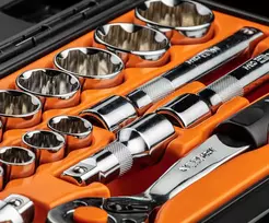 NEO TOOLS 1/2 colio įvorių raktų rinkinys, 23 dalių, chromo vanadžio plienas, DIN 3124