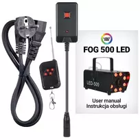 LIGHT4ME FOG 500 LED dūmų generatorius, 500 W, RGB LED, 0,5 l talpa, laidinis nuotolinio valdymo pultas