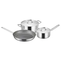 Fiskars puodų rinkinys 1,5L/3L ir keptuvė 28cm, nerūdijantis plienas, indukcinė, neprideganti