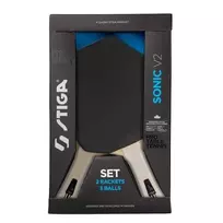 STIGA Sonic V2 Hobby stalo teniso rinkinys – 2 raketės, 3 kamuoliukai, tinklas ir stulpeliai