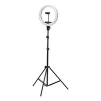 Žiedinė LED lempa 13" 36W su stovu ir nuotolinio valdymo pulteliu, juoda