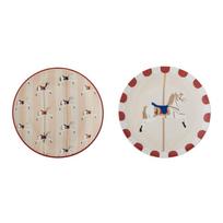 Kreminės spalvos desertinės iš akmens masės lėkštės 2 vnt. su Kalėdų motyvu ø 16 cm Merry-go-round – Bloomingville