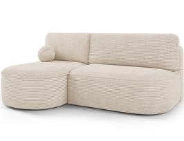 Kampinė sofa - lova Livosa Jarell 18, smėlio sp., kairinė, 144 x 220 cm x 93 cm