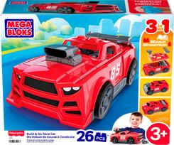 Žaislinių kaladėlių rinkinys Mattel Mega Bloks Build & Go Race Car JKG35, 26 vnt., raudona sp.