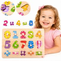 TOOKY TOY medinė Mokymosi skaičiuoti dėlionė su smeigtukais skaičiai