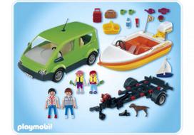 Žaislų rinkinys - Playmobil 4144 Šeimos furgonas su valties priekaba (Playmobil, furgonas, priekaba, valtis)