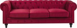 Beliani 3 vietų sofa CHESTERFIELD veliūrinė bordinė