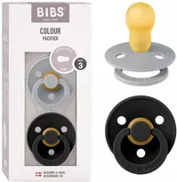 BIBS Color čiulptukas kūdikiui 2 vnt. Guma 18 m+ Cloud&Juodas apvali