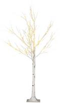 LED dirbtinis beržas su 72 šiltai baltomis LED lemputėmis, baltas, 17 x 17 x 120 cm