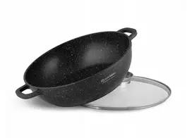 Edenberg Puodas Žemas 5,5 l marmuro aromato rankenėlė 32 cm žema wok keptuvė 8135