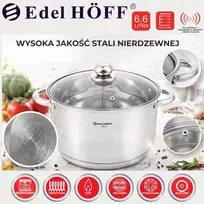 GASTRONOMINIS PUODAS EDEL HOFF NERŪDŽIASIS PLIENAS SU dangteliu 6,6L
