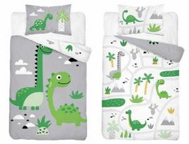 Detexpol Medvilninė patalynė 90x120 Dinosaurs pilkai žalia vaikiška lova