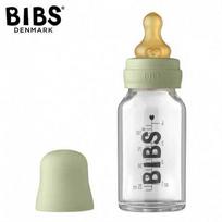 BIBS stiklinis buteliukas nuo dieglių 110 ml (Sage) pilnas komplektas