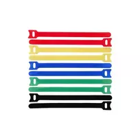 Lanview LVT-CABLESTRAPS1512-10MULTI daugkartiniai kabelių raiščiai, lipnūs, 10 vnt., įvairiaspalviai