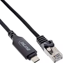 InLine 33381A USB-C į RJ45 tinklo kabelis Cat6 2m juodas