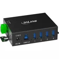 InLine 35396A pramoninis USB 3.2 Gen 1 (3.1 Gen 1) Type-B šakotuvas, 4x USB-A, 5Gbit/s, juodas