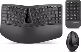Perixx PERIDUO-606A DE belaidė ergonomiška klaviatūra ir pelė vokišku išdėstymu, juoda