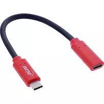 InLine USB-C duomenų blokavimo adapteris 31654, USB-C kištukas į USB-C lizdą, 0,2 m, raudonas