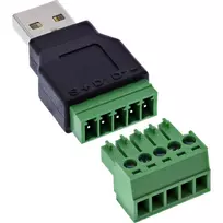 InLine 92504A laidas jungtis USB-A / gnybtų blokas, 5 kontaktų, juoda, žalia
